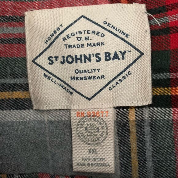 St Johns Bay Mens XXL Legacy Flannel Shirt Multicolor Plaid Long Sleeve Cotton - Picture 2 of 6